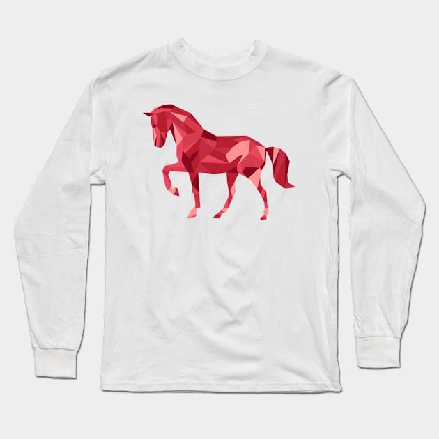 Red Horse Long Sleeve T-Shirt by Mako Design 